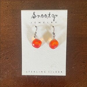 Snooty Jewelry Swarovski Sterling Silver Orange Stone Earrings